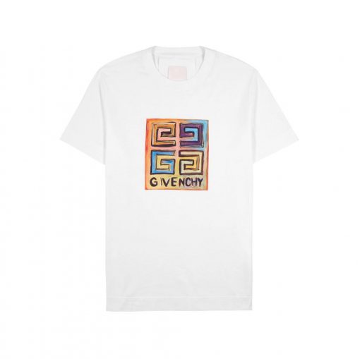 GIVENCHY SLIM FIT T-SHIRT IN JERSEY WITH 4G SUN PRINT IN WHITE - GTS006