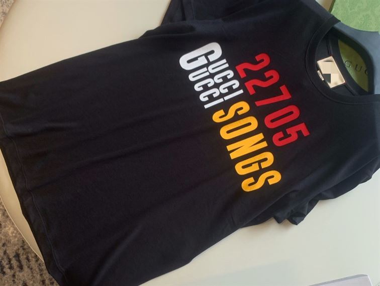 GUCCI '22705' GUCCI SONGS' PRINT T-SHIRT BLACK - GGS034
