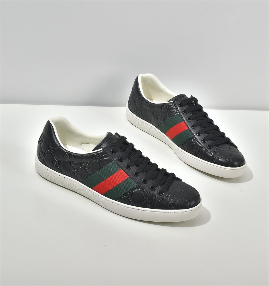 GUCCI ACE SIGNATURE SNEAKER BLACK - GCC028