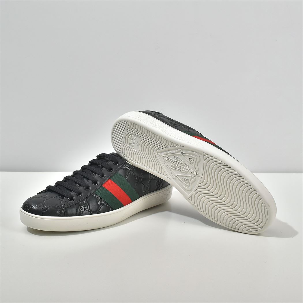 GUCCI ACE SIGNATURE SNEAKER BLACK - GCC028