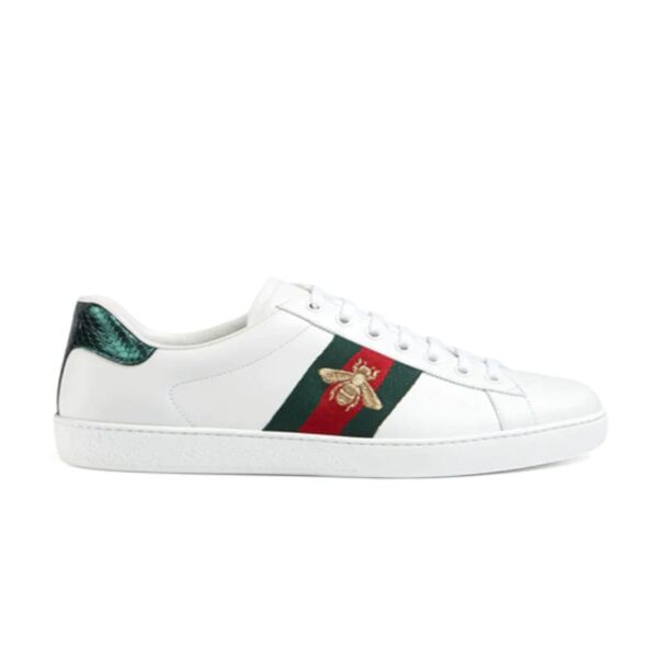 GUCCI ACE SNEAKER WHITE LEATHER WITH BEE - GCC087