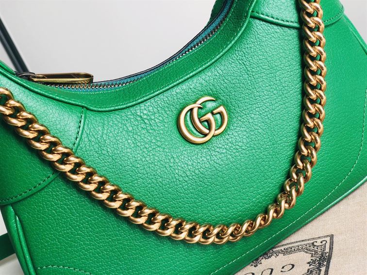 GUCCI APHRODITE SMALL SHOULDER BAG IN GREEN LEATHER