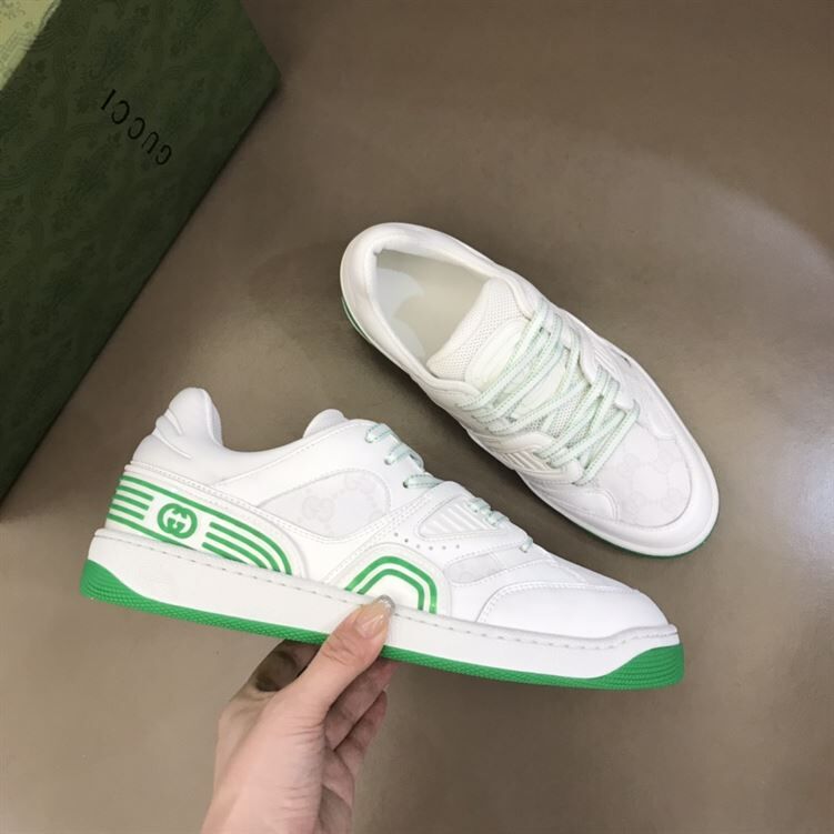 GUCCI BASKET SNEAKERS IN WHITE AND GREEN - GCC032
