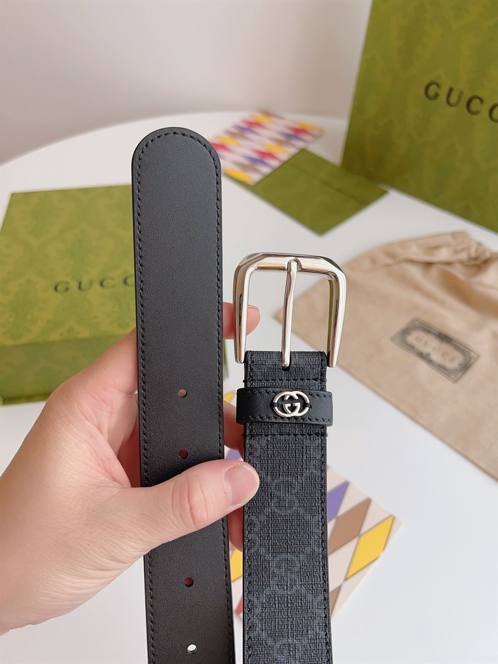 GUCCI BELT WITH INTERLOCKING G DETAIL - GB039