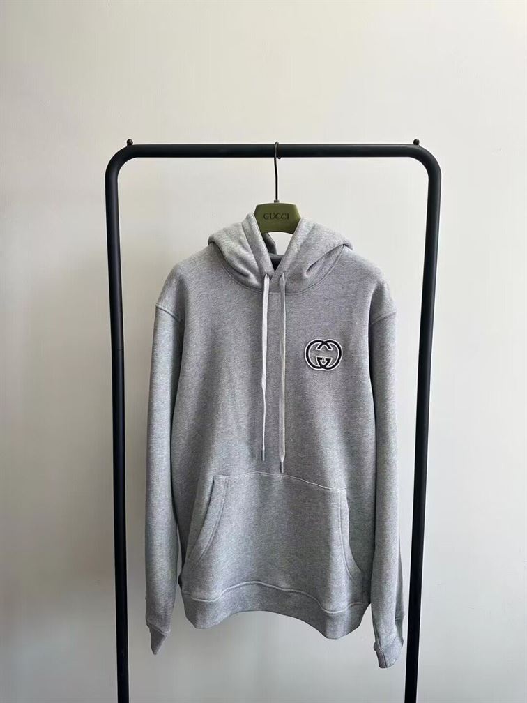 GUCCI COTTON JERSEY HOODED SWEATSHIRT GRAY - GCK029