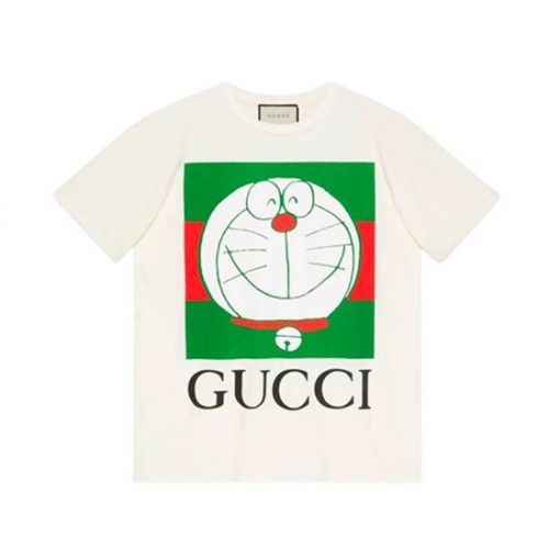 GUCCI COTTON X DORAEMON LOGO PRINT T-SHIRT-IN-WHITE-GGS009