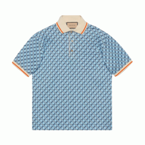 GUCCI GEOMETRIC G COTTON PIQUET POLO SHIRT - GGS043