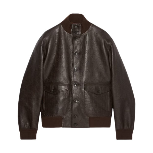 GUCCI GG LEATHER BOMBER JACKET - GCJ040