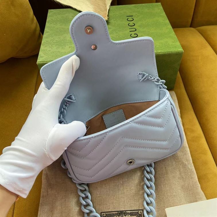 GUCCI GG MARMONT BELT BAG IN BLUE LEATHER