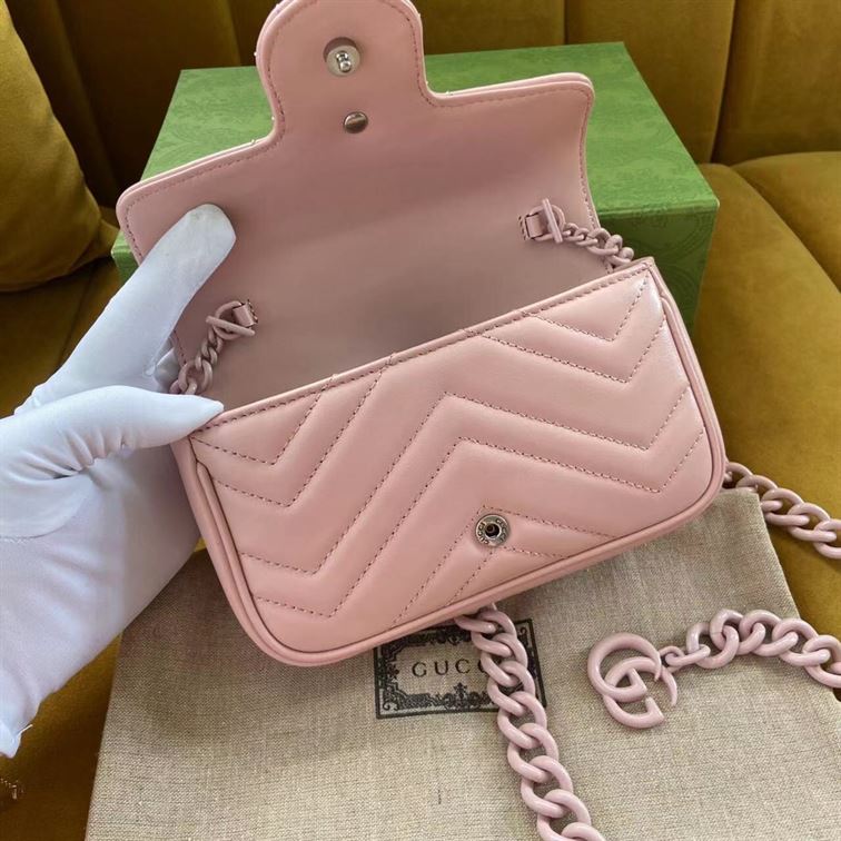 GUCCI GG MARMONT BELT BAG IN LIGHT PINK LEATHER