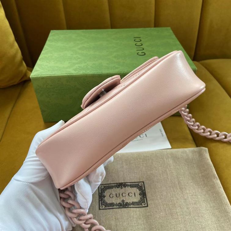GUCCI GG MARMONT BELT BAG IN LIGHT PINK LEATHER