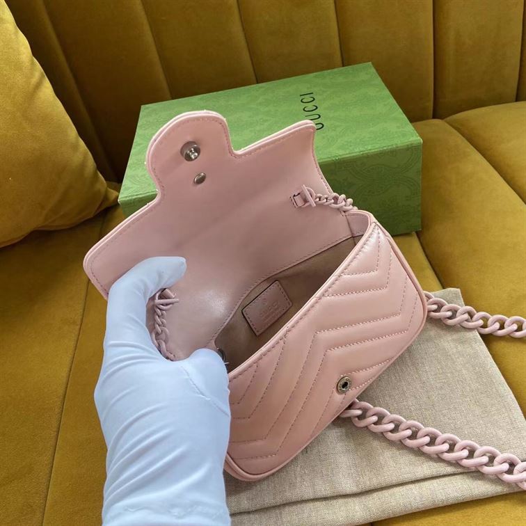 GUCCI GG MARMONT BELT BAG IN LIGHT PINK LEATHER