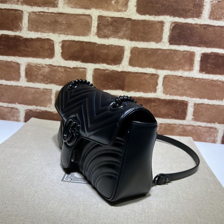 GUCCI GG MARMONT SMALL SHOULDER BAG IN BLACK LEATHER