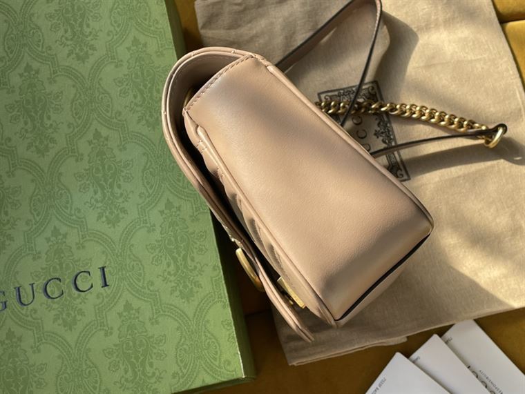 GUCCI GG MARMONT SMALL SHOULDER BAG IN BROWN LEATHER