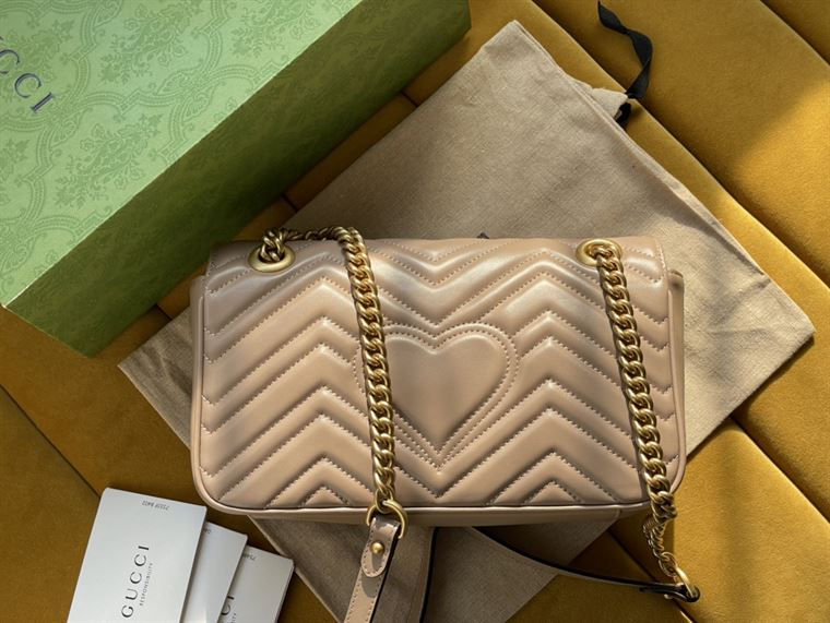 GUCCI GG MARMONT SMALL SHOULDER BAG IN BROWN LEATHER