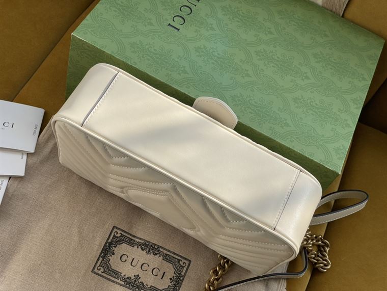 GUCCI GG MARMONT SMALL SHOULDER BAG IN WHITE LEATHER