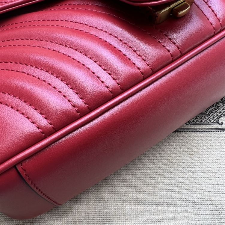 GUCCI GG MARMONT SMALL SHOULDER BAG RED LEATHER