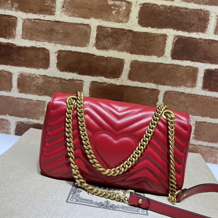 GUCCI GG MARMONT SMALL SHOULDER BAG RED LEATHER