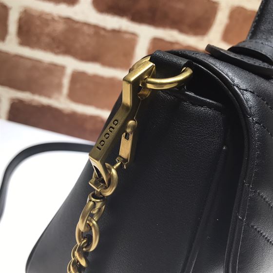 GUCCI GG MARMONT SMALL TOP HANDLE BAG IN BLACK LEATHER