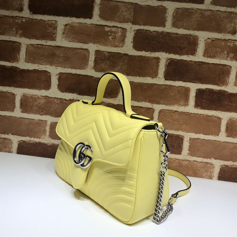 GUCCI GG MARMONT SMALL TOP HANDLE BAG IN YELOW