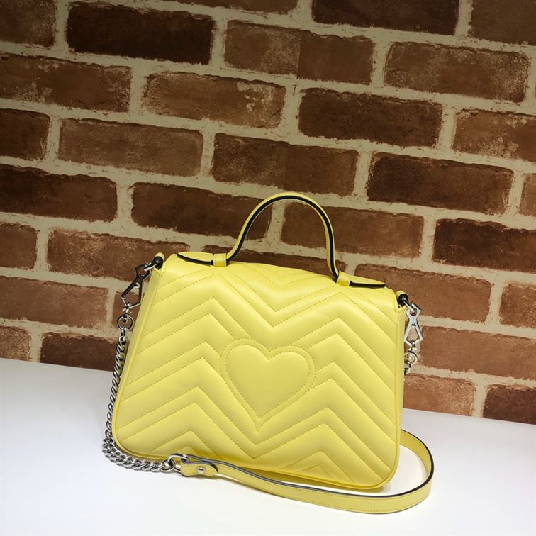 GUCCI GG MARMONT SMALL TOP HANDLE BAG IN YELOW