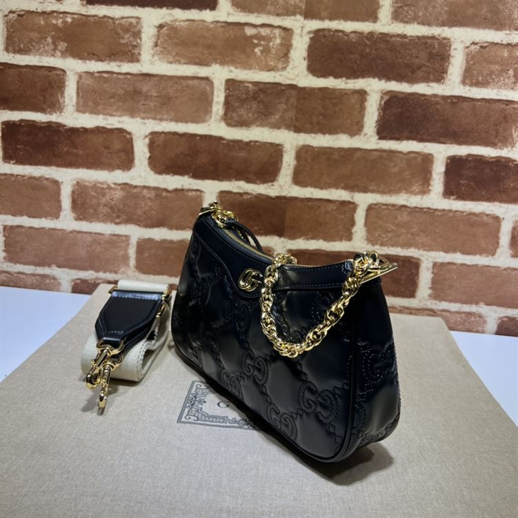 GUCCI GG MATELASSE HANDBAG WITH BLACK LEATHER