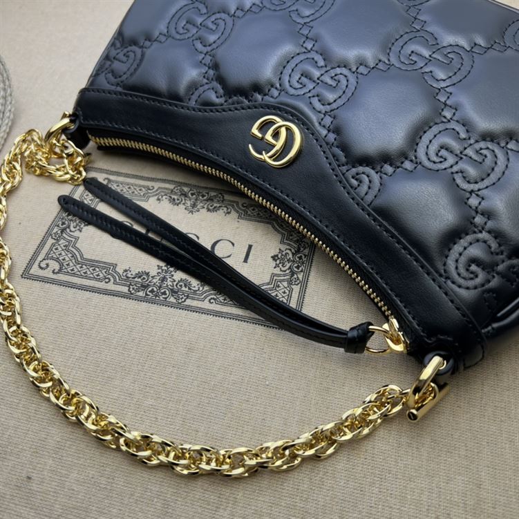 GUCCI GG MATELASSE HANDBAG WITH BLACK LEATHER