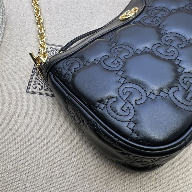 GUCCI GG MATELASSE HANDBAG WITH BLACK LEATHER