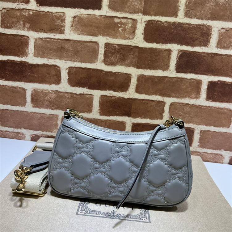 GUCCI GG MATELASSE HANDBAG WITH GREY LEATHER