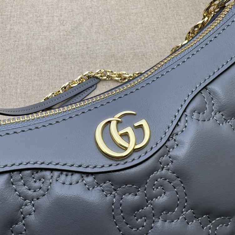 GUCCI GG MATELASSE HANDBAG WITH GREY LEATHER