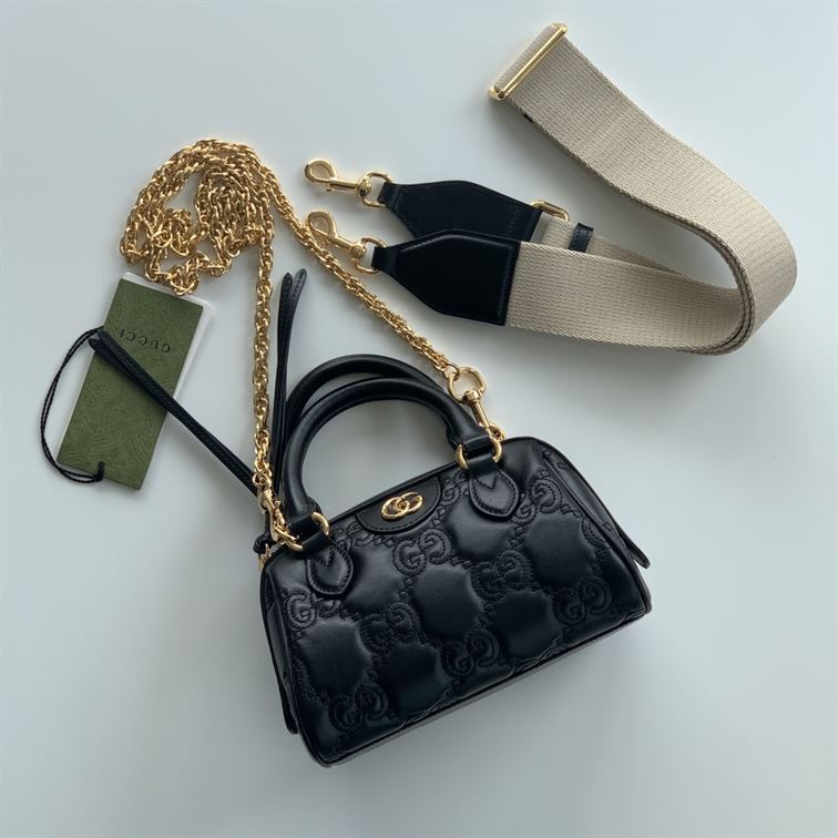 GUCCI GG MATELASSE MINI BAG IN BLACK LEATHER