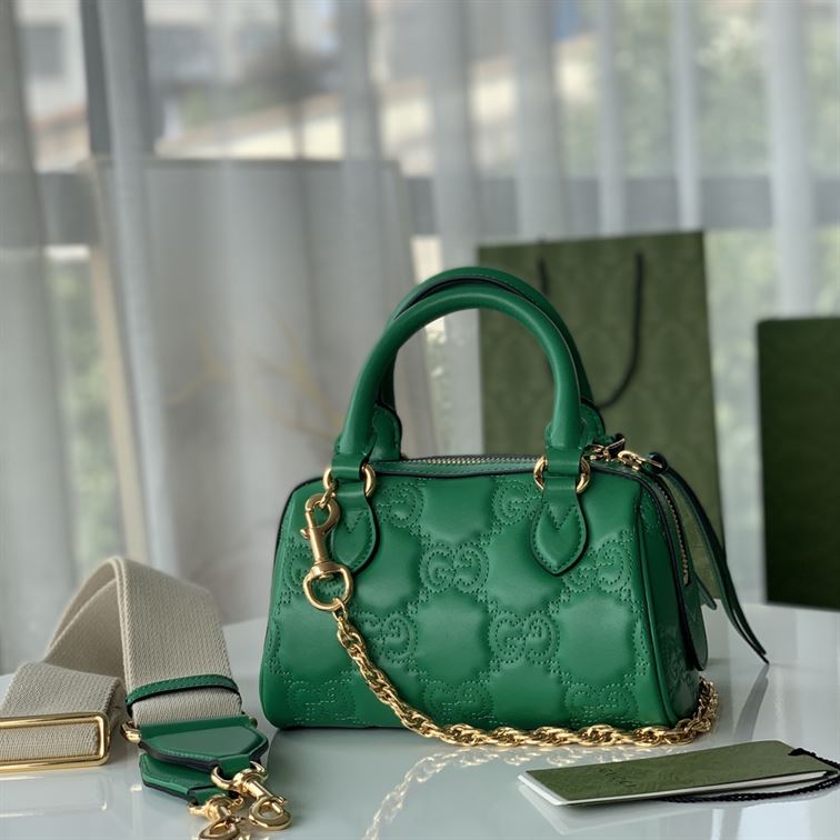 GUCCI GG MATELASSE MINI BAG IN BRIGHT GREEN LEATHER