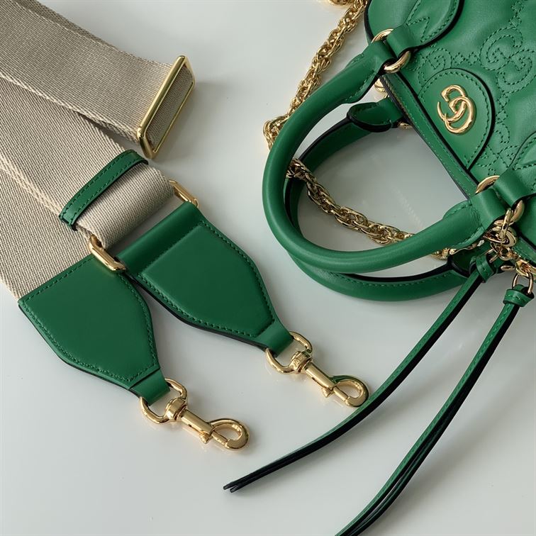 GUCCI GG MATELASSE MINI BAG IN BRIGHT GREEN LEATHER