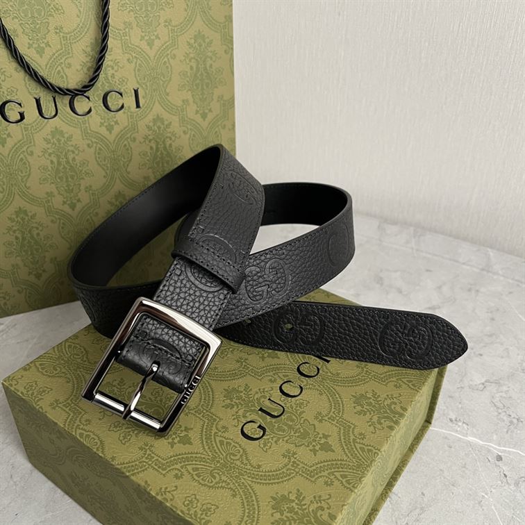 GUCCI GG RUBBER-EFFECT LEATHER BELT - GB049