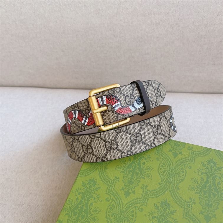 GUCCI GG SUPREME BELT WITH KINGSNAKE PRINT - GB034