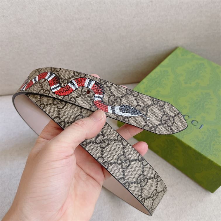 GUCCI GG SUPREME BELT WITH KINGSNAKE PRINT - GB034