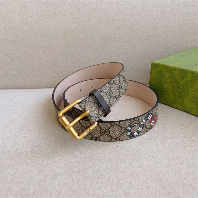 GUCCI GG SUPREME BELT WITH KINGSNAKE PRINT - GB034