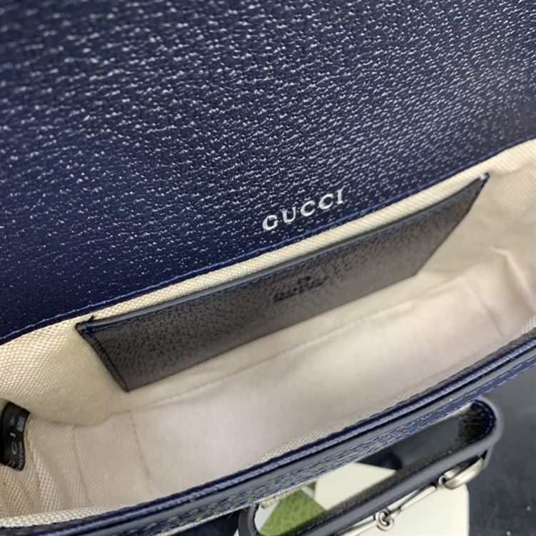 GUCCI HORSEBIT 1955 MINI BAG IN BEIGE AND BLUE GG SUPREME CANVAS
