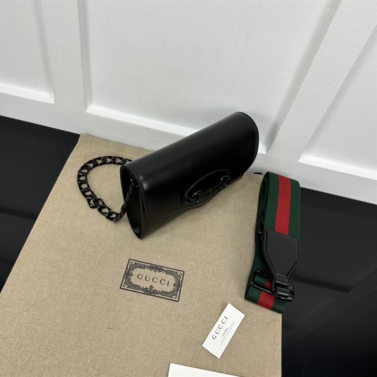 GUCCI HORSEBIT 1955 MINI BAG IN BLACK LEATHER