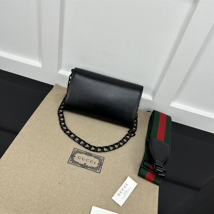 GUCCI HORSEBIT 1955 MINI BAG IN BLACK LEATHER