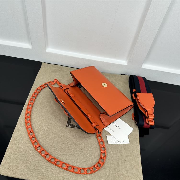GUCCI HORSEBIT 1955 MINI BAG IN ORANGE LEATHER