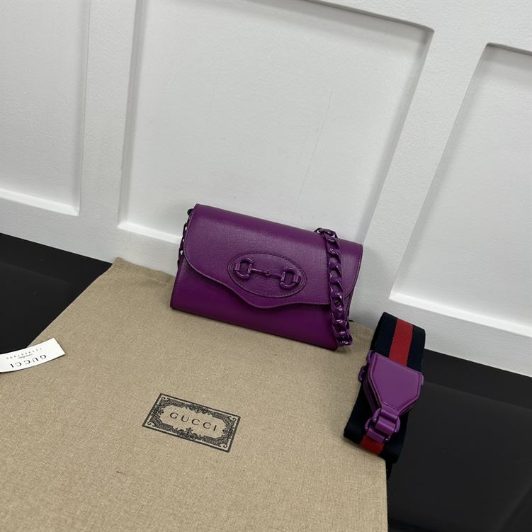 GUCCI HORSEBIT 1955 MINI BAG IN PURPLE LEATHER