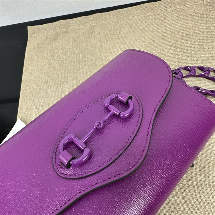 GUCCI HORSEBIT 1955 MINI BAG IN PURPLE LEATHER