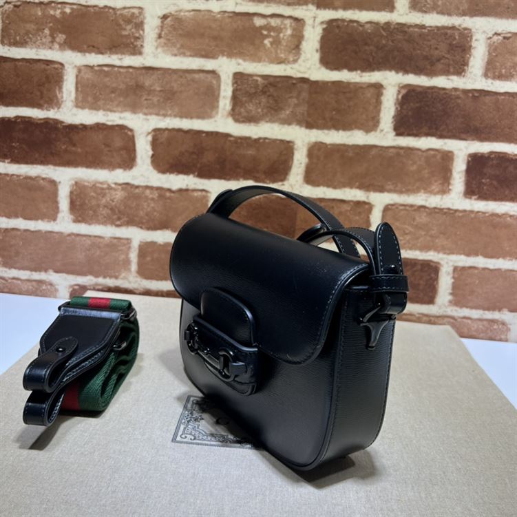 GUCCI HORSEBIT 1955 SMALL SHOULDER BAG BLACK LEATHER