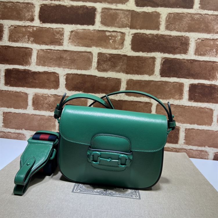 GUCCI HORSEBIT 1955 SMALL SHOULDER BAG GREEN LEATHER