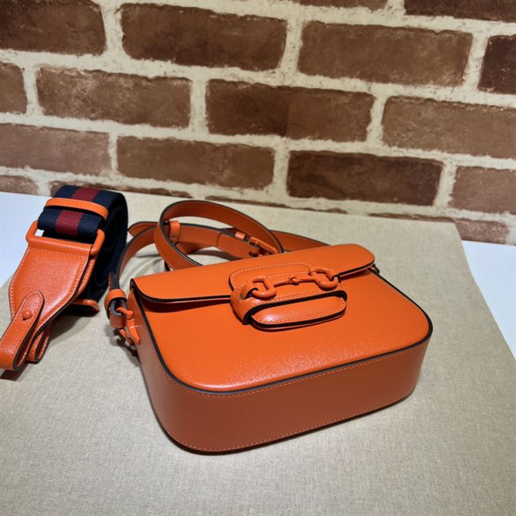 GUCCI HORSEBIT 1955 SMALL SHOULDER BAG ORANGE LEATHER