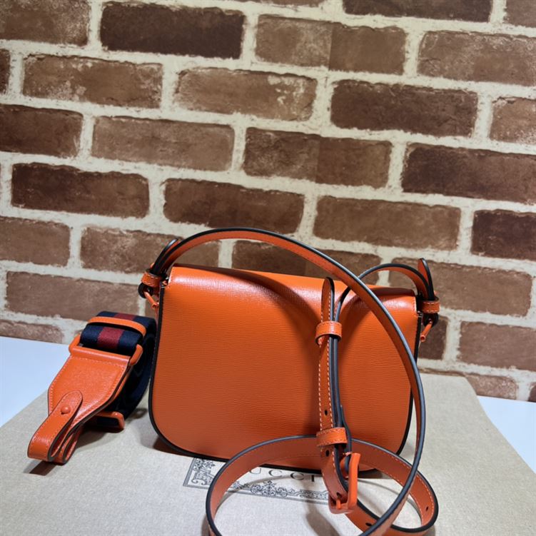 GUCCI HORSEBIT 1955 SMALL SHOULDER BAG ORANGE LEATHER