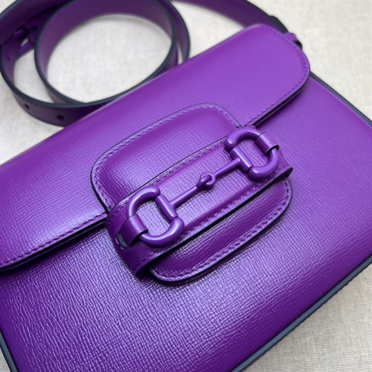 GUCCI HORSEBIT 1955 SMALL SHOULDER BAG PURPLE LEATHER