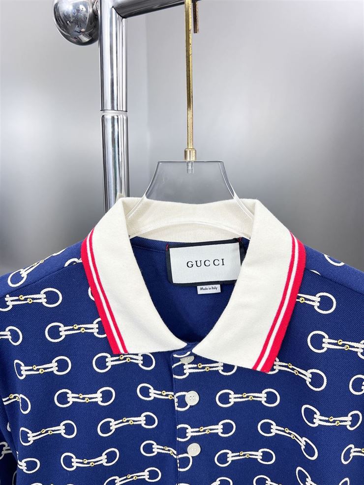 GUCCI HORSEBIT PRINT COTTON POLO SHIRT - GGS046