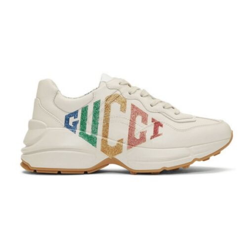 GUCCI IVORY RHYTON RAINBOW GLITTER SNEAKERS - GCC013